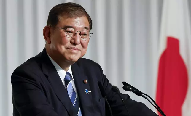 Shigeru Ishiba, the newly elected leader of Japan's ruling party, the Liberal Democratic Party (LDP) looks on, during a press conference after the LDP leadership election, in Tokyo, Friday, Sept 27, 2024. (Kim Kyung/Pool Photo via AP)