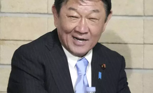 Japan's governing party, Liberal Democratic Party’s Secretary General Toshimitsu Motegi, a candidate for the party’s presidential election, attends a joint speech session with other candidates, at the party's headquarters in Tokyo, Japan Thursday, Sept. 12, 2024.(Kyodo News via AP)