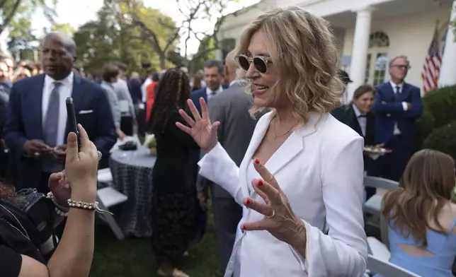 Actress Christine Lahti, attends an event hosted by first lady Jill Biden on the Rose Garden at the White House to mark the 25th anniversary of the television series, The West Wing, Friday, Sept. 20, 2024, in Washington. (AP Photo/Manuel Balce Ceneta)