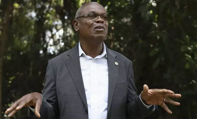 Philip Muruthi, Africa Wildlife Foundation (AWF) Vice President, Species Conservation and Science, speaks during an interview with Associated Press in Nairobi, Kenya, Wednesday, Sept. 18, 2024. (AP Photo/Andrew Kasuku)