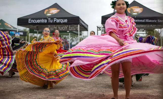 A folkloric dance group performs during the inauguration of Blackwell School as the newest National Historic Site in Marfa, Texas, Saturday, Sept. 14, 2024. (AP Photo/Andres Leighton)