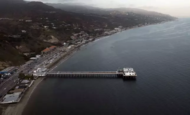 FILE - This aerial view shows the Malibu Pier in Malibu, Calif., Thursday, Aug. 31, 2023. (AP Photo/Jae C. Hong, File)