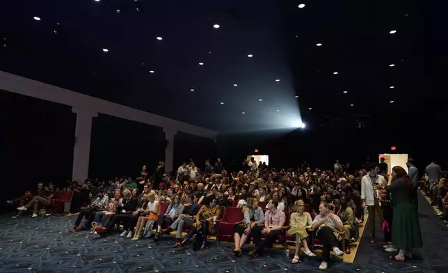 The audience awaits the premiere screening of the film "Biosphere," Tuesday, June 27, 2023, at the Eagle Theatre at Vidiots Foundation in Los Angeles. (AP Photo/Chris Pizzello)