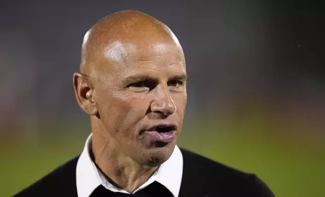 Colorado Rapids head coach Chris Armas looks on after an MLS soccer match against Toronto FC, Saturday, Sept. 21, 2024, in Commerce City, Colo. (AP Photo/Jack Dempsey)