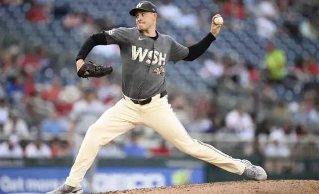 Washington Nationals starting pitcher Patrick Corbin throws during the fourth inning of a baseball game against the Miami Marlins, Saturday, Sept. 14, 2024, in Washington. (AP Photo/Nick Wass)