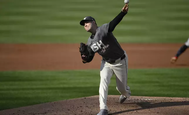 Washington Nationals starting pitcher Patrick Corbin throws during the second inning of a baseball game against the Miami Marlins, Saturday, Sept. 14, 2024, in Washington. (AP Photo/Nick Wass)