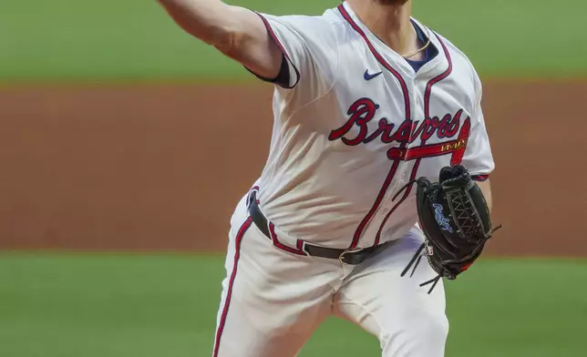 Atlanta Braves pitcher Spencer Schwellenbach throws in the first inning of a baseball game against the New York Mets, Tuesday, Sept. 24, 2024, in Atlanta. (AP Photo/Jason Allen)