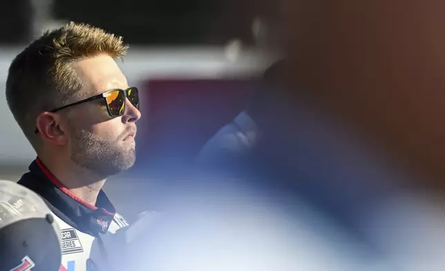 William Byron looks on prior to during a NASCAR Cup Series auto race at Darlington Raceway, Sunday, Sept. 1, 2024, in Darlington, S.C. (AP Photo/Matt Kelley)