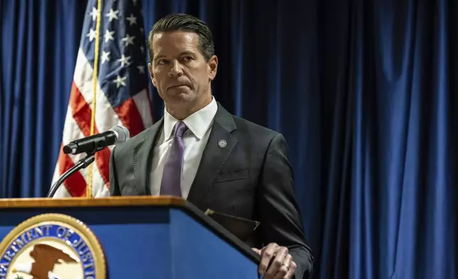 FBI New York Assistant Director in Charge, James E. Dennehy, speaks at a press conference at Federal Plaza in New York, Monday Sept. 16, 2024. (AP Photo/Stefan Jeremiah)