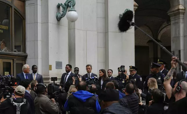 Bruce Altman and Tony Goldwyn film an episode of Law &amp; Order, Friday, Sept. 27, 2024, in New York. (AP Photo/Julia Demaree Nikhinson)