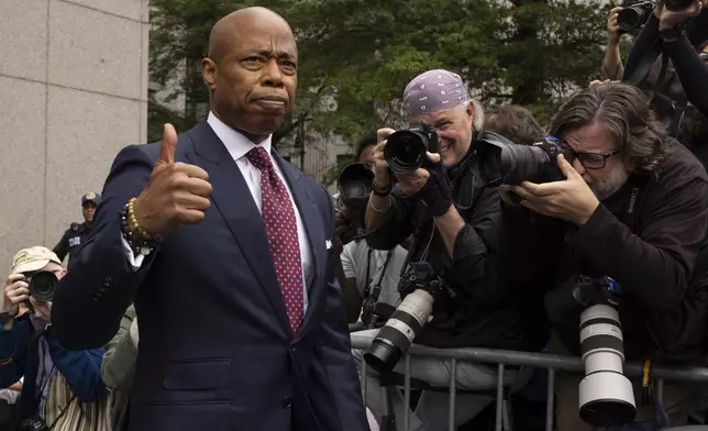 New York City mayor Eric Adams leaves Manhattan federal court after an appearance, Friday, Sept. 27, 2024, in New York. (AP Photo/Yuki Iwamura)