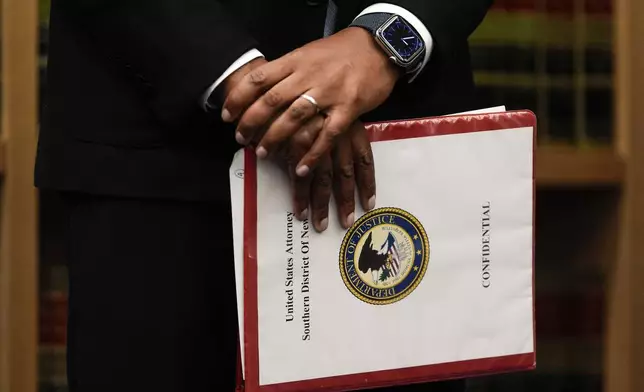 U.S. Attorney Damian Williams, attends a news conference detailing an indictment against New York City Mayor Eric Adams, Thursday, Sept. 26, 2024, in New York. (AP Photo/Julia Demaree Nikhinson)