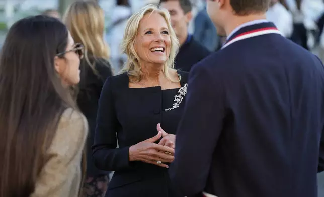 First Lady of the United States, Dr. Jill Biden attends the Ralph Lauren Spring/Summer 2025 fashion show as part of New York Fashion Week on Thursday, Sept. 5, 2024, at Khalily Stables in Bridgehampton, N.Y. (Photo by Charles Sykes/Invision/AP)