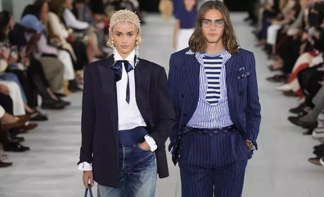 Models walks the runway during the Ralph Lauren Spring/Summer 2025 fashion show as part of New York Fashion Week on Thursday, Sept. 5, 2024, at Khalily Stables in Bridgehampton, N.Y. (Photo by Charles Sykes/Invision/AP)