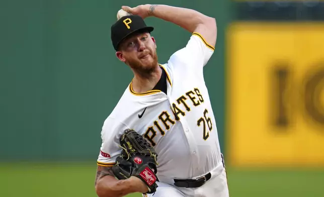 Pittsburgh Pirates starting pitcher Bailey Falter delivers during the second inning of a baseball game against the Washington Nationals in Pittsburgh, Thursday, Sept. 5, 2024. (AP Photo/Gene J. Puskar)