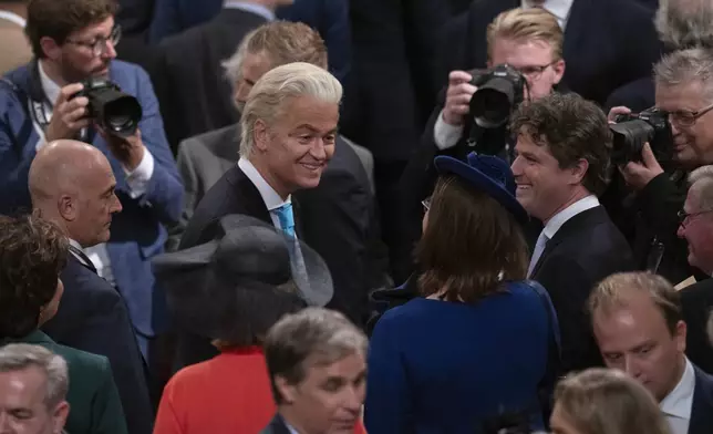 Anti-Islam lawmaker Geert Wilders arrives for a ceremony where Dutch King Willem-Alexander outlines the new government's policy plans and budget for the coming year in The Hague, Netherlands, Tuesday, Sept. 17, 2024. (AP Photo/Peter Dejong)