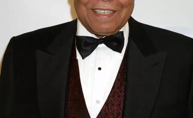 FILE - James Earl Jones arrives at the American Theatre Wing benefit to honor CBS and Leslie Moonves, Chairman of CBS, Monday, April 11, 2005, in New York. Jones, who overcame racial prejudice and a severe stutter to become a celebrated icon of stage and screen has died at age 93. His agent, Barry McPherson, confirmed Jones died Monday morning, Sept. 9, 2024, at home. (AP Photo/Diane Bondareff, File)