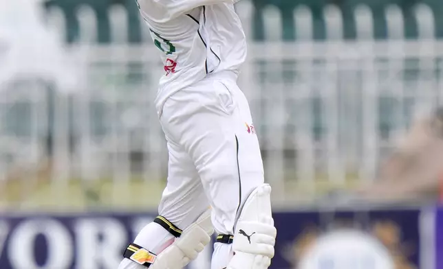 Bangladesh's Shakib Al Hasan plays a shot during the fifth day of second test cricket match between Pakistan and Bangladesh, in Rawalpindi, Pakistan, Tuesday, Sept. 3, 2024. (AP Photo/Anjum Naveed)