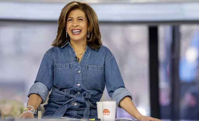 This image released by NBC shows Hoda Kotb on the set of the "Today" show in New York on Feb. 29, 2024. (Nathan Congleton/NBC via AP)