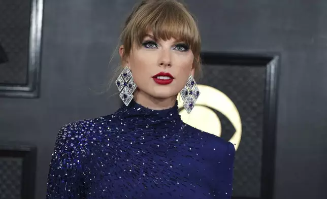 FILE - Taylor Swift arrives at the 65th annual Grammy Awards in Los Angeles on Feb. 5, 2023. (Photo by Jordan Strauss/Invision/AP, File)