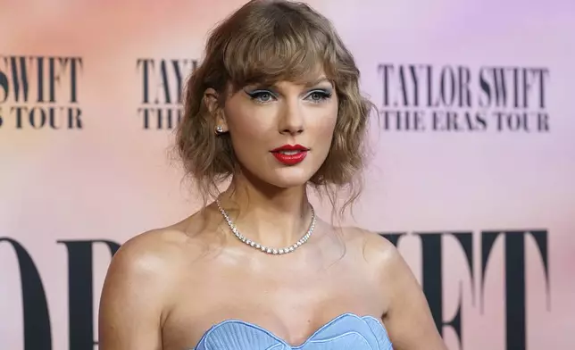 FILE - Taylor Swift arrives at the world premiere of the concert film "Taylor Swift: The Eras Tour" in Los Angeles on Oct. 11, 2023. (AP Photo/Chris Pizzello, File)