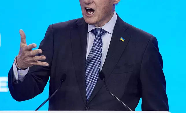 Bill Clinton, Founder and Board Chair of the Clinton Foundation &amp; 42nd President of the United States, speaks during the Clinton Global Initiative on Monday, Sept. 23, 2024, in New York. (AP Photo/Andres Kudacki)