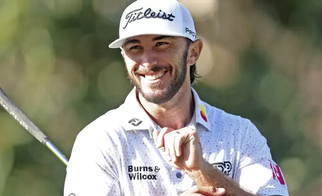 Max Homa smiles during pro-am during the Procore Championship at the Silverado Resort in Napa, Calif. on Wednesday, Sept. 11, 2024. (Scott Strazzante/San Francisco Chronicle via AP)