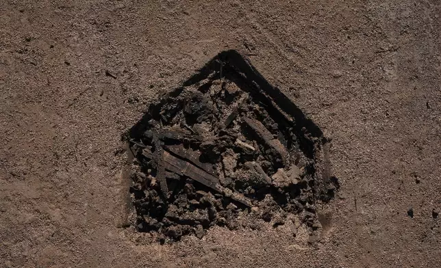 A void remains where home plate used to be after the Oakland Athletics' last baseball game, against the Texas Rangers, in Oakland, Calif., Thursday, Sept. 26, 2024. (AP Photo/Godofredo A. Vásquez)