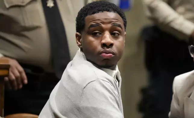 Defendant Justin Johnson, accused of killing rapper Young Dolph, appears in court during his trial, Tuesday, Sept. 24, 2024, in Memphis, Tenn. (AP Photo/George Walker IV, Pool)