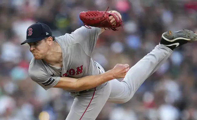 Boston Red Sox pitcher Nick Pivetta throws against the Detroit Tigers in the fifth inning of a baseball game, Saturday, Aug. 31, 2024, in Detroit. (AP Photo/Paul Sancya)