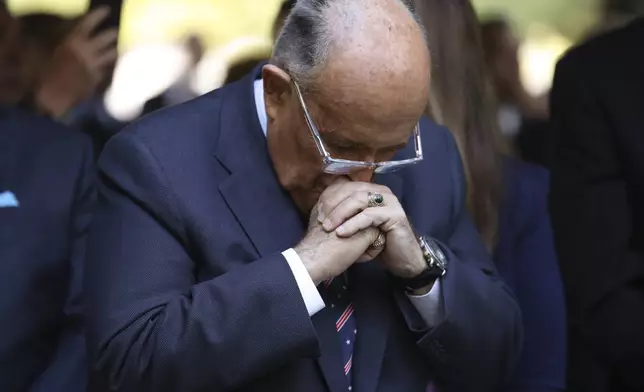 Rudy Giuliani attends the 9/11 Memorial ceremony on the 23rd anniversary of the Sept. 11, 2001 terror attacks, Wednesday, Sept. 11, 2024, in New York. (AP Photo/Yuki Iwamura)