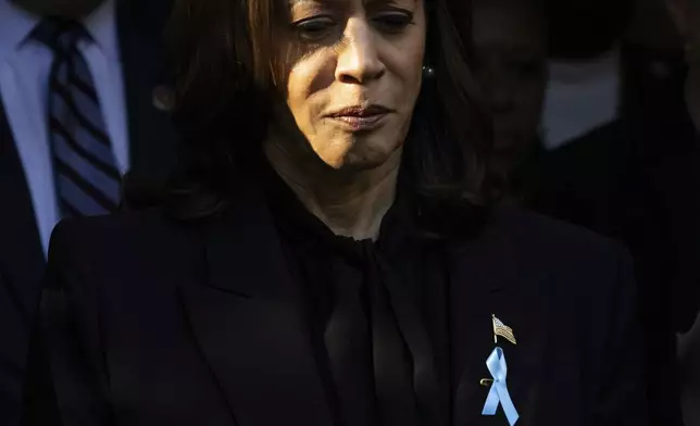 Democratic presidential nominee Vice President Kamala Harris attends the 9/11 Memorial ceremony on the 23rd anniversary of the Sept. 11, 2001 attacks, Wednesday, Sept. 11, 2024, in New York. (AP Photo/Yuki Iwamura)