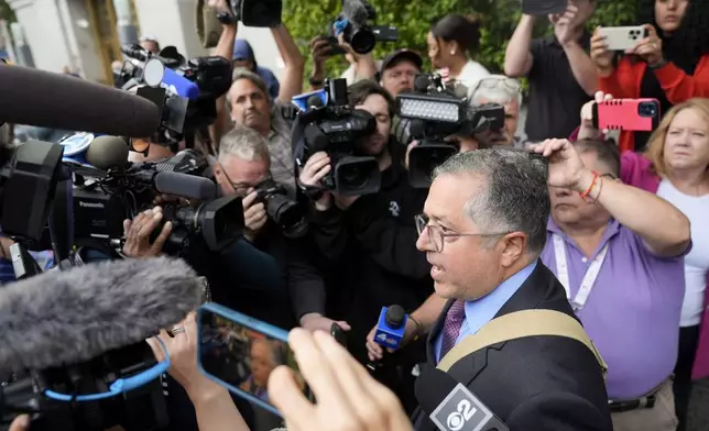 Marc Agnifilo, attorney for Sean "Diddy" Combs, arrives at Manhattan federal court, Tuesday, Sept. 17, 2024, in New York. (AP Photo/Seth Wenig)