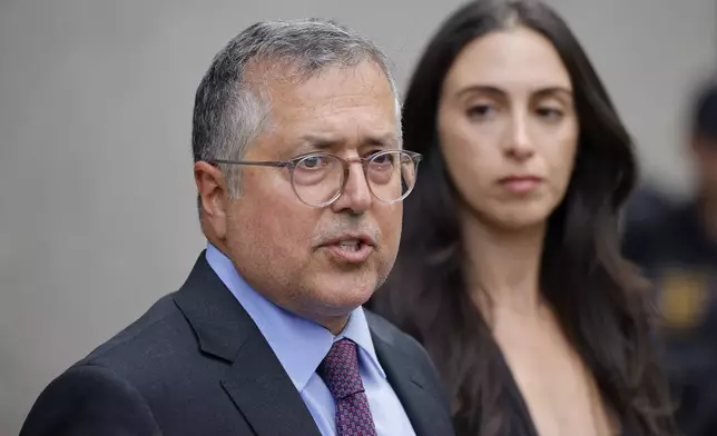 Marc Agnifilo, attorney for Sean "Diddy" Combs, speaks to the media outside Manhattan federal court after Combs was ordered held without bail in his federal sex trafficking case, Tuesday, Sept. 17, 2024, in New York. (AP Photo/Eduardo Munoz Alvarez)