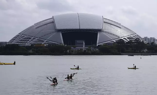 A general view of the 55,000-seat National Stadium which will be the venue for a public mass lead by Pope Francis in Singapore, Sunday, Sept. 8, 2024. (AP Photo/Suhaimi Abdullah)