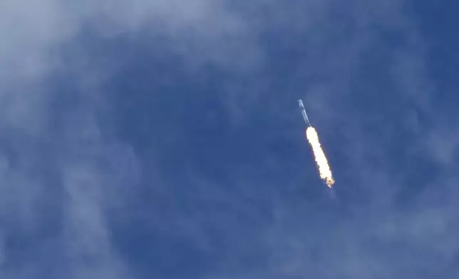 A SpaceX Falcon 9 rocket, with a crew of two astronauts, lifts off from launch pad 40 at the Cape Canaveral Space Force Station in Cape Canaveral, Fla., Saturday, Sept. 28, 2024. (AP Photo/Chris O'Meara)