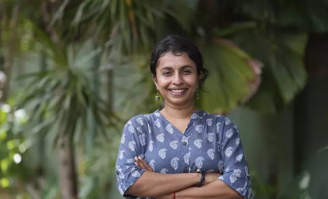 Swasthika Arulingam, 37, a human rights lawyer and a minority Tamil, who offered legal aid to protesters during the uprising, poses for a photo in Colombo, Sri Lanka, Monday, Sept. 16, 2024. (AP Photo/Rajesh Kumar Singh)