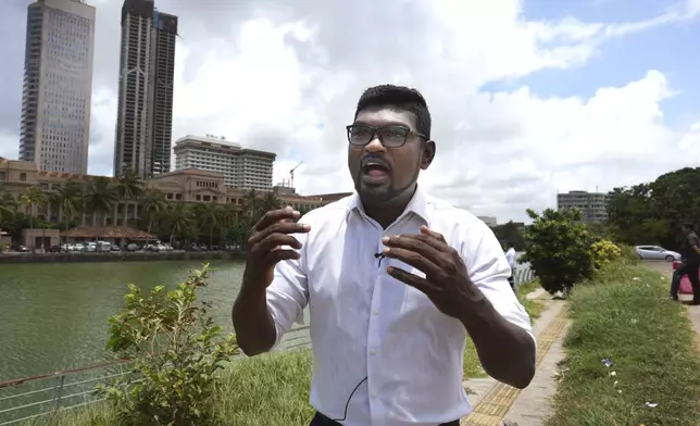 Pathum Kerner, a 42-year-old physician who was among the first Sri Lankans to join the public uprising that ended President Gotabaya Rajapaksa's regime and a key figure in starting the "Go home, Gota", talks to Associated Press at the 2022 protest site, in Colombo, Sri Lanka, Monday, Sept. 16, 2024. (AP Photo/Rajesh Kumar Singh)