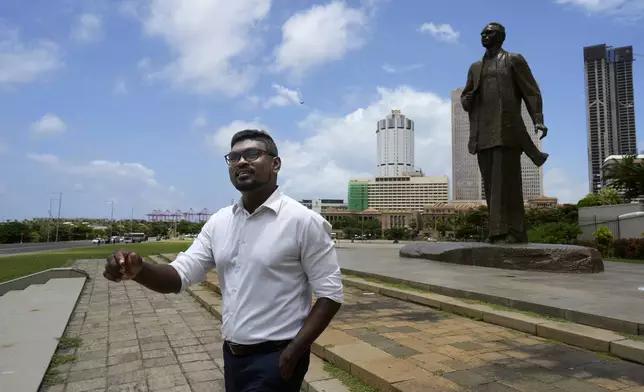 Pathum Kerner, a 42-year-old physician who was among the first Sri Lankans to join the public uprising that ended President Gotabaya Rajapaksa's regime and a key figure in starting the "Go home, Gota" walks at a 2022 protest side, in Colombo, Sri Lanka, Monday, Sept. 16, 2024. (AP Photo/Rajesh Kumar Singh)