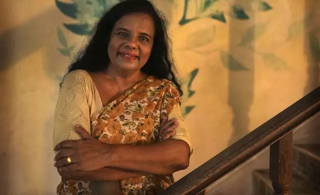 Ajantha Perera, an academic and scientist, who in 2019 was the first woman to run for president in 20 years, poses for a photograph, in Colombo, Sri Lanka, Monday, Sept. 16, 2024. (AP Photo/Rajesh Kumar Singh)