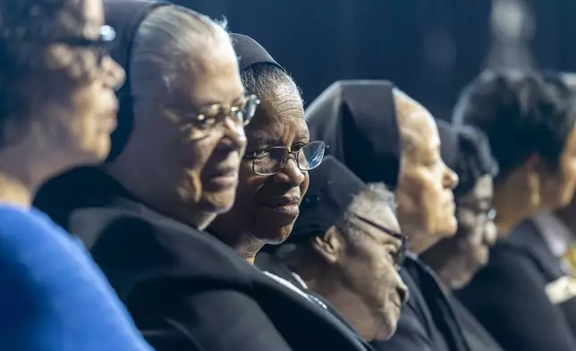 Nuns gather for the Celebration of Life for Sybil Haydel Morial at Xavier University of Louisiana, Monday, Sept. 23, 2024, in New Orleans. (Chris Granger/The Times-Picayune/The New Orleans Advocate via AP)