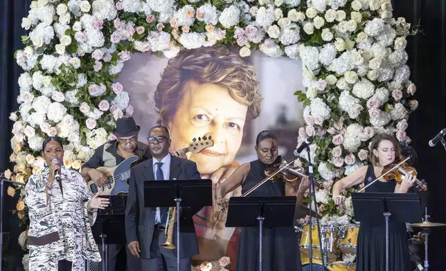 A musical tribute to Sybil Haydel Morial is played at Xavier University of Louisiana during a Celebration of Life, Monday, Sept. 23, 2024, in New Orleans. (Chris Granger/The Times-Picayune/The New Orleans Advocate via AP)