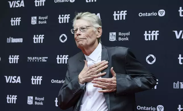 Stephen King attends the premiere of "The Life of Chuck" during the Toronto International Film Festival, Friday, Sept. 6, 2024, in Toronto. (Christopher Katsarov/The Canadian Press via AP)