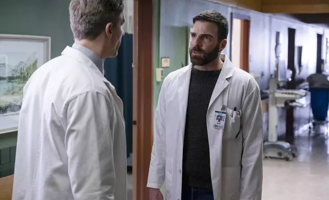 This image released by NBC shows Zachary Quinto as Dr. Oliver Wolf in a scene from "Brilliant Minds." (NBC via AP)