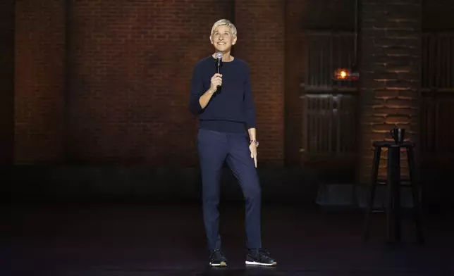 This image released by Nerflix shows Ellen DeGeneres in a scene from her comedy special "Ellen DeGeneres: For Your Approval." (Wilson Webb/Netflix via AP)