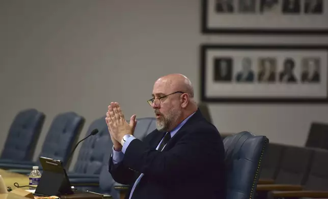 Bart Kemper, of Kemper Engineering, testifies Wednesday, Sept. 25, 2024, at the U.S. Coast Guard Marine Board of Investigation hearing into the June 2023 loss of the Titan submersible, in North Charleston, S.C. (Petty Officer 2nd Class Kate Kilroy/U.S. Coast Guard via AP, Pool)