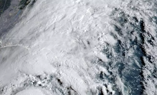 This satellite image provided by NOAA shows Hurricane Helene advancing across the Gulf of Mexico toward Florida on Thursday, Sept. 26, 2024. (NOAA via AP)