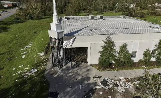 Union Cathederal church is seen after of Hurricane Helene moved through the area on Friday, Sept. 27, 2024, in Valdosta, Ga. (AP Photo/Mike Stewart)