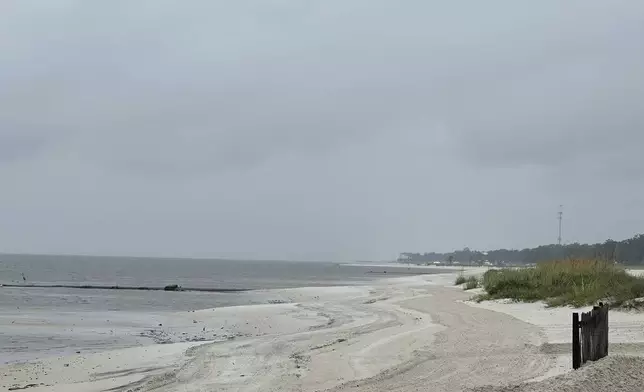 Mississippi Gulf Coast beachline in Long Beach, Miss. preparing for Tropical Storm Francine Tuesday, Sept. 10, 2024. (Hunter Dawkins/The Gazebo Gazette via AP)