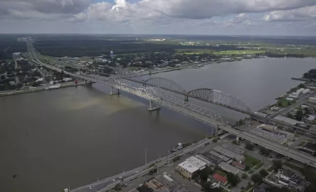 Bridges stand in Berwick Bay in Morgan City, La., Friday, Sept. 13, 2024, after Hurricane Francine. (Hilary Scheinuk/The Advocate via AP, Pool)